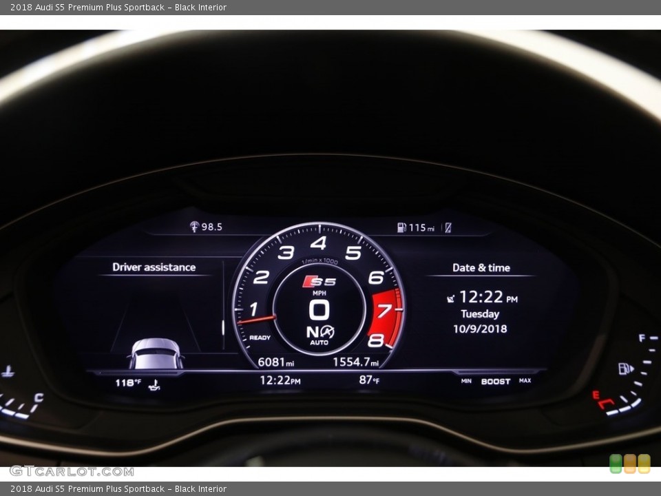 Black Interior Gauges for the 2018 Audi S5 Premium Plus Sportback #129824854