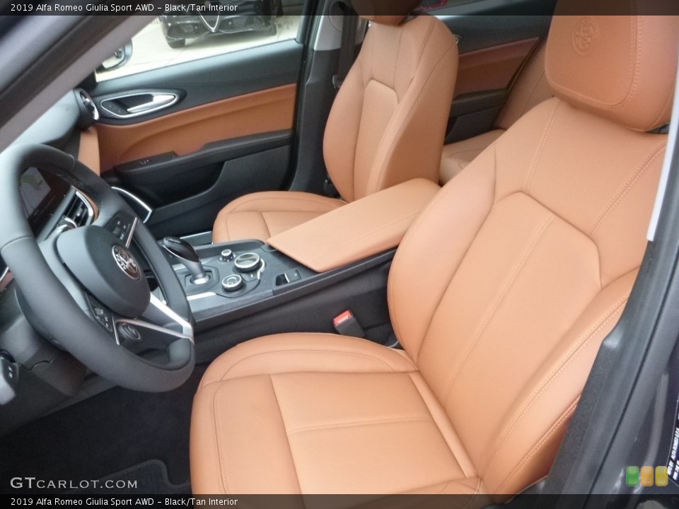 Black/Tan Interior Front Seat for the 2019 Alfa Romeo Giulia Sport AWD #129864859