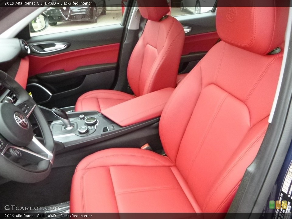 Black/Red Interior Front Seat for the 2019 Alfa Romeo Giulia AWD #129865609