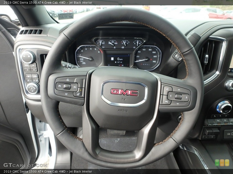Jet Black Interior Steering Wheel for the 2019 GMC Sierra 1500 AT4 Crew Cab 4WD #129896712
