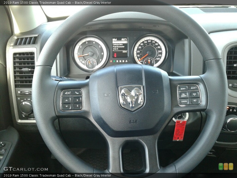 Black/Diesel Gray Interior Steering Wheel for the 2019 Ram 1500 Classic Tradesman Quad Cab #130043323