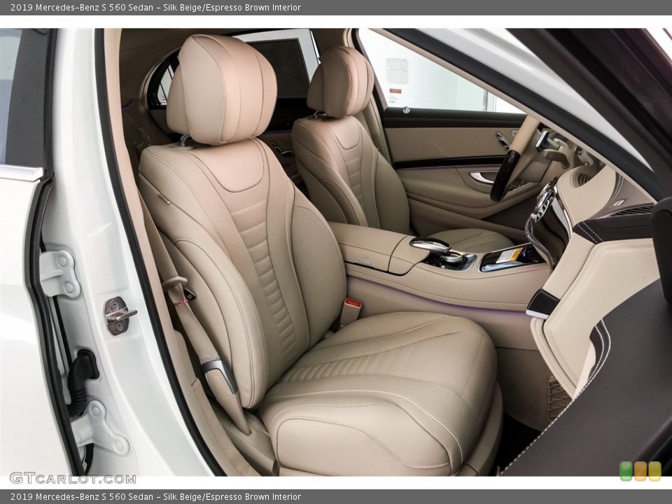 Silk Beige/Espresso Brown Interior Front Seat for the 2019 Mercedes-Benz S 560 Sedan #130050089