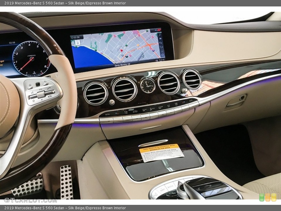 Silk Beige/Espresso Brown Interior Controls for the 2019 Mercedes-Benz S 560 Sedan #130050121
