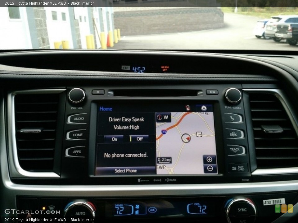 Black Interior Navigation for the 2019 Toyota Highlander XLE AWD #130075962