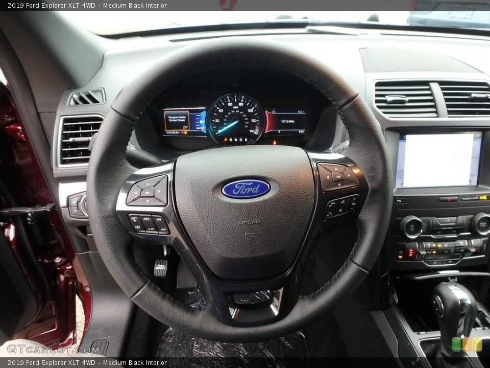 Medium Black Interior Steering Wheel for the 2019 Ford Explorer XLT 4WD #130135124