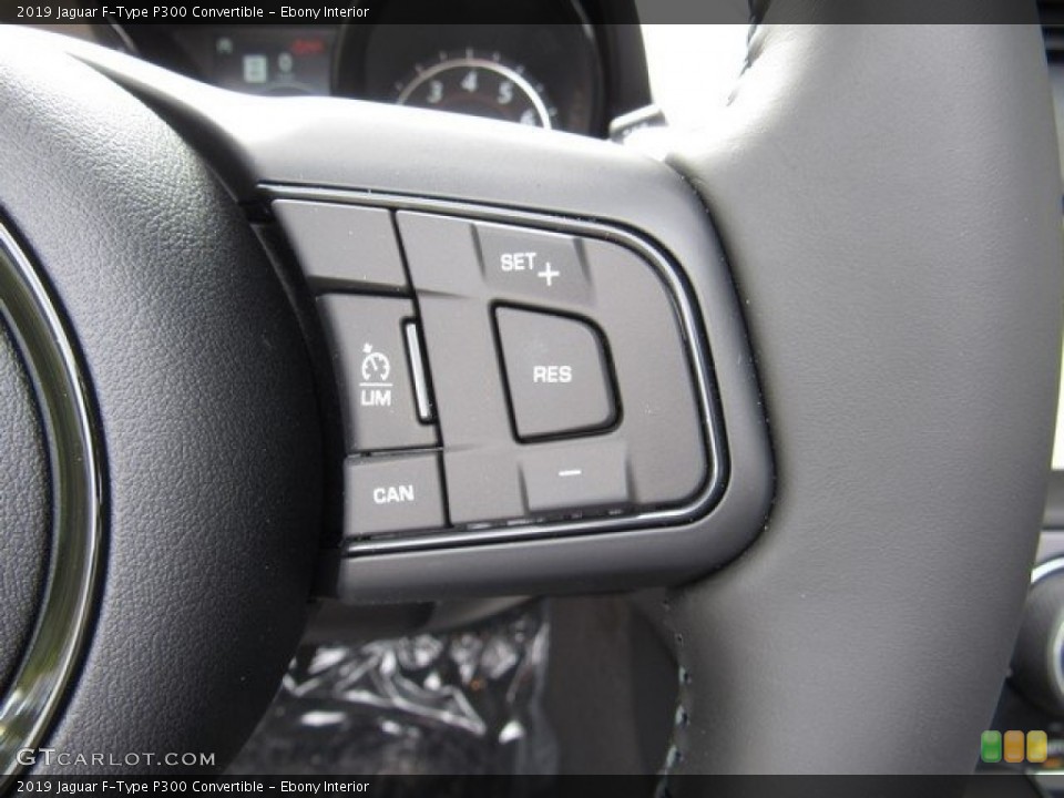 Ebony Interior Steering Wheel for the 2019 Jaguar F-Type P300 Convertible #130147124