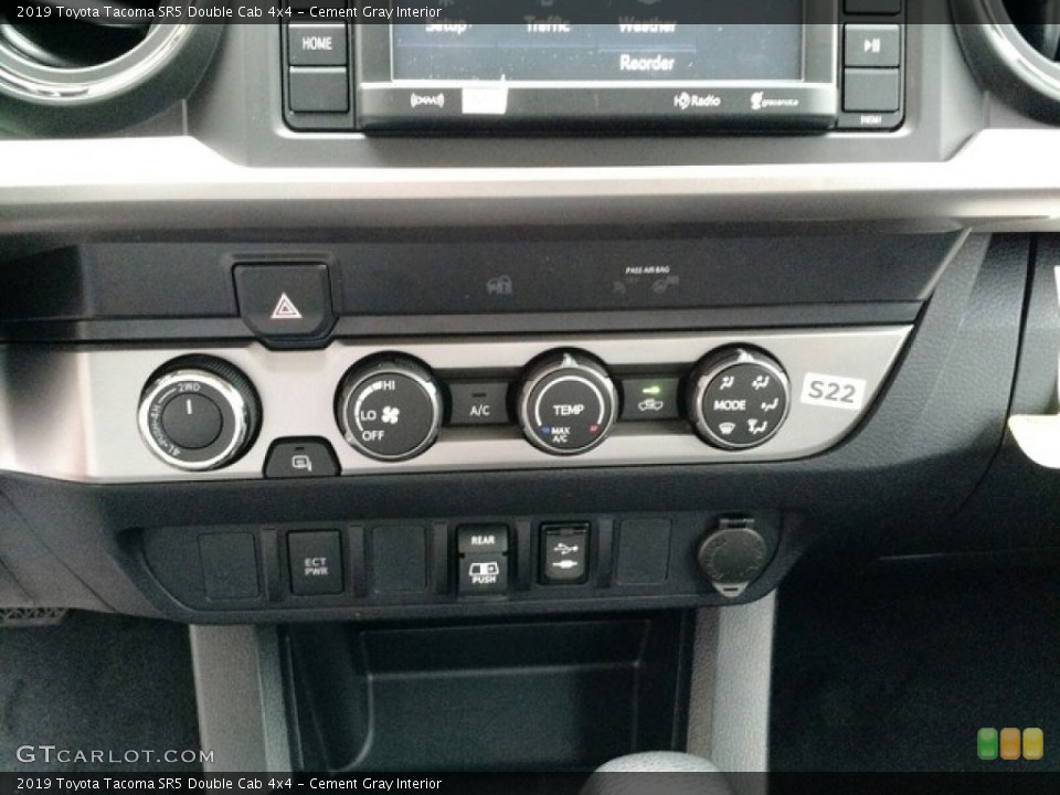 Cement Gray Interior Controls for the 2019 Toyota Tacoma SR5 Double Cab 4x4 #130165701