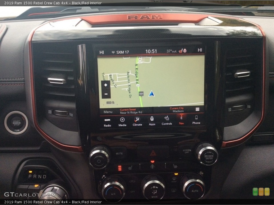 Black/Red Interior Navigation for the 2019 Ram 1500 Rebel Crew Cab 4x4 #130179351