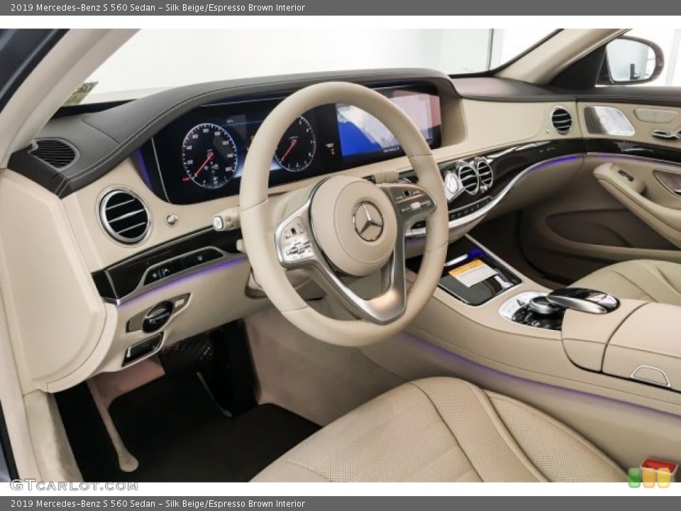 Silk Beige/Espresso Brown Interior Photo for the 2019 Mercedes-Benz S 560 Sedan #130192896
