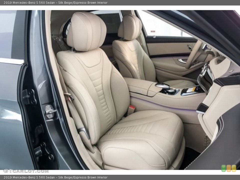 Silk Beige/Espresso Brown Interior Front Seat for the 2019 Mercedes-Benz S 560 Sedan #130192917
