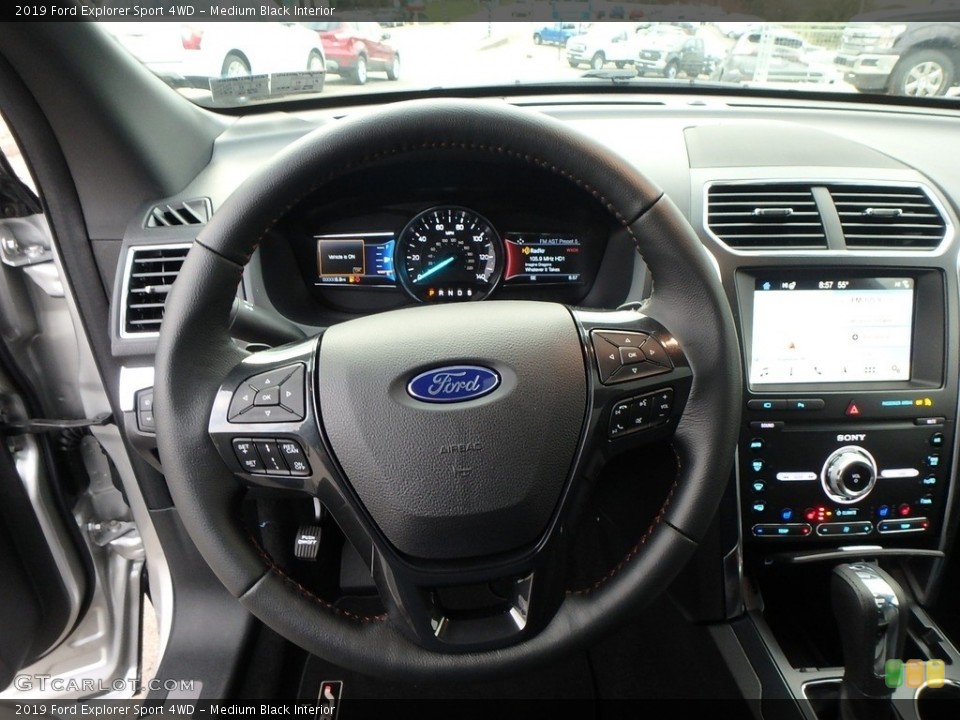 Medium Black Interior Steering Wheel for the 2019 Ford Explorer Sport 4WD #130213962
