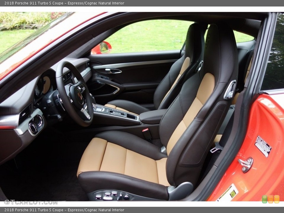 Espresso/Cognac Natural Interior Front Seat for the 2018 Porsche 911 Turbo S Coupe #130218526