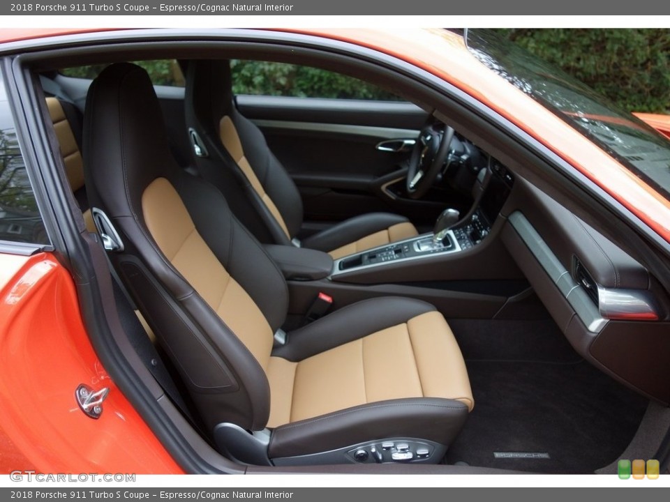 Espresso/Cognac Natural Interior Front Seat for the 2018 Porsche 911 Turbo S Coupe #130218643