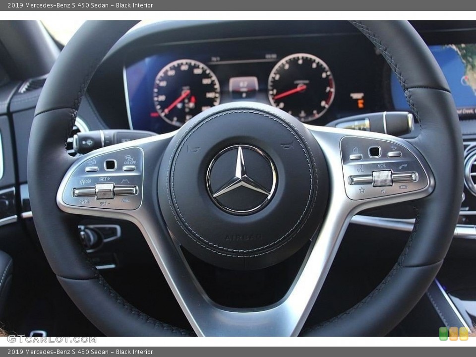 Black Interior Steering Wheel for the 2019 Mercedes-Benz S 450 Sedan #130266281