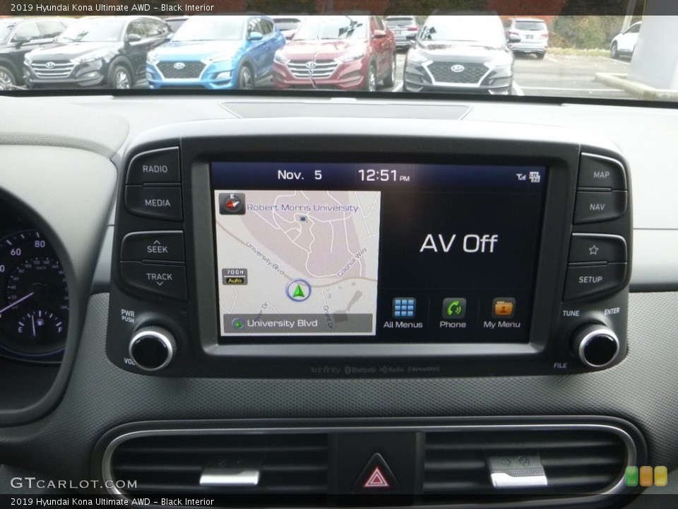 Black Interior Navigation for the 2019 Hyundai Kona Ultimate AWD #130291520