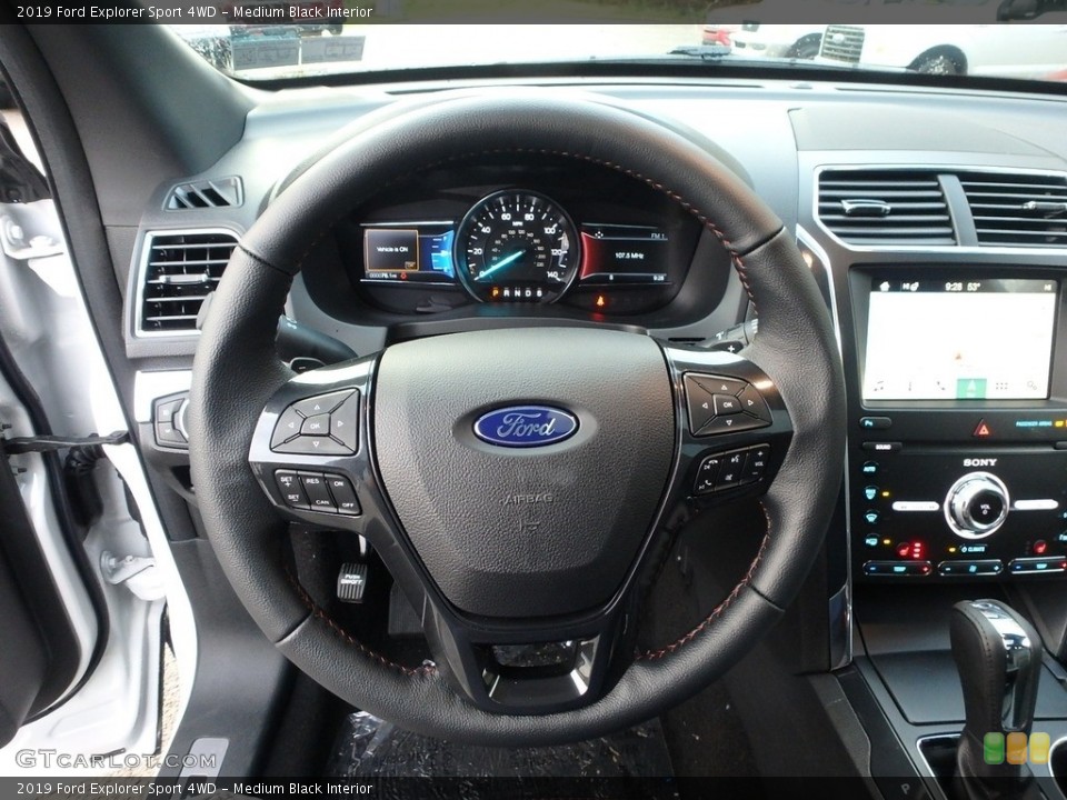 Medium Black Interior Steering Wheel for the 2019 Ford Explorer Sport 4WD #130306297