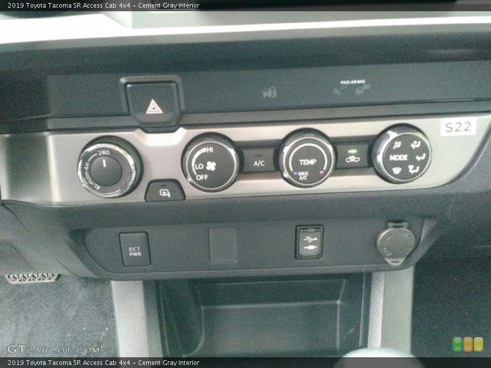 Cement Gray Interior Controls for the 2019 Toyota Tacoma SR Access Cab 4x4 #130322131