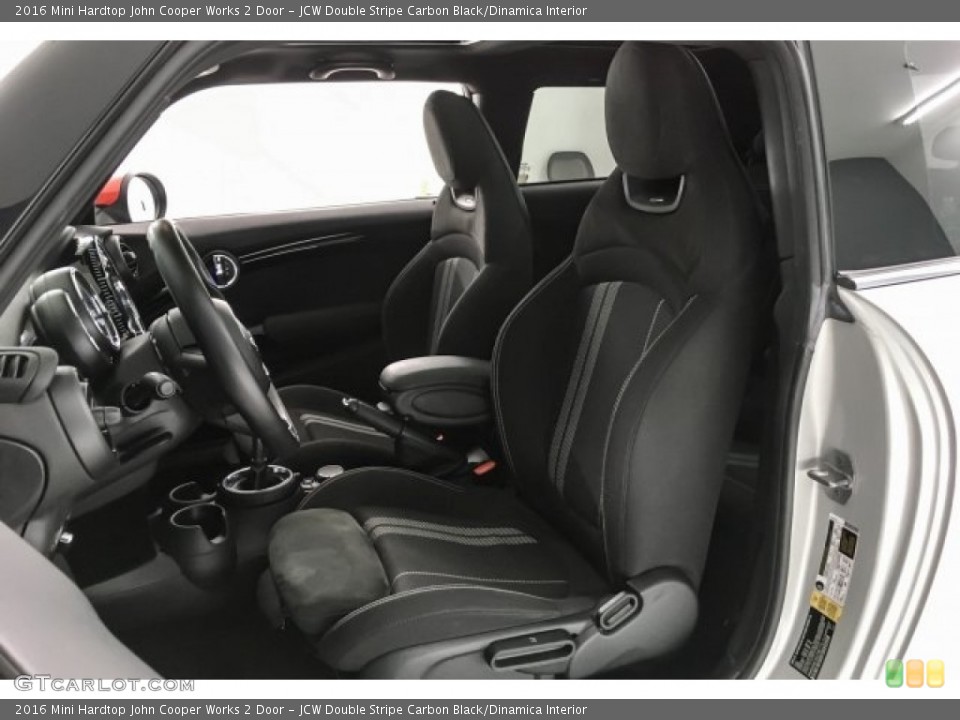 JCW Double Stripe Carbon Black/Dinamica Interior Front Seat for the 2016 Mini Hardtop John Cooper Works 2 Door #130337881