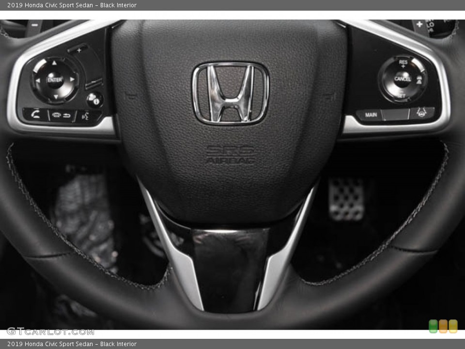 Black Interior Steering Wheel for the 2019 Honda Civic Sport Sedan #130359227