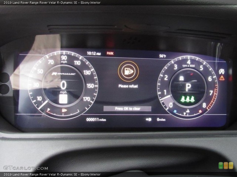 Ebony Interior Gauges for the 2019 Land Rover Range Rover Velar R-Dynamic SE #130389912
