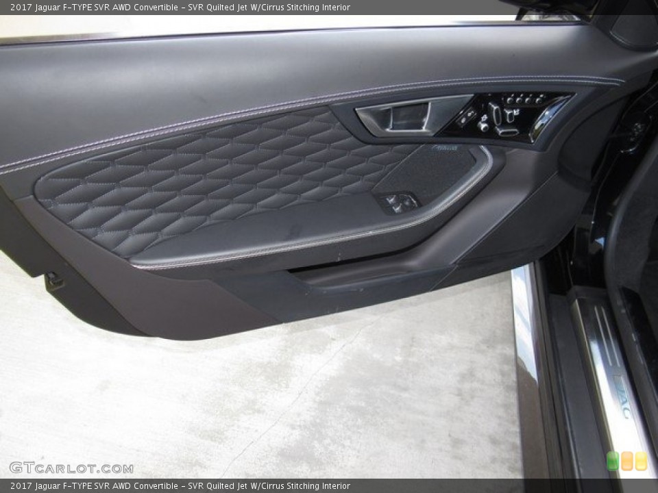 SVR Quilted Jet W/Cirrus Stitching Interior Door Panel for the 2017 Jaguar F-TYPE SVR AWD Convertible #130397300