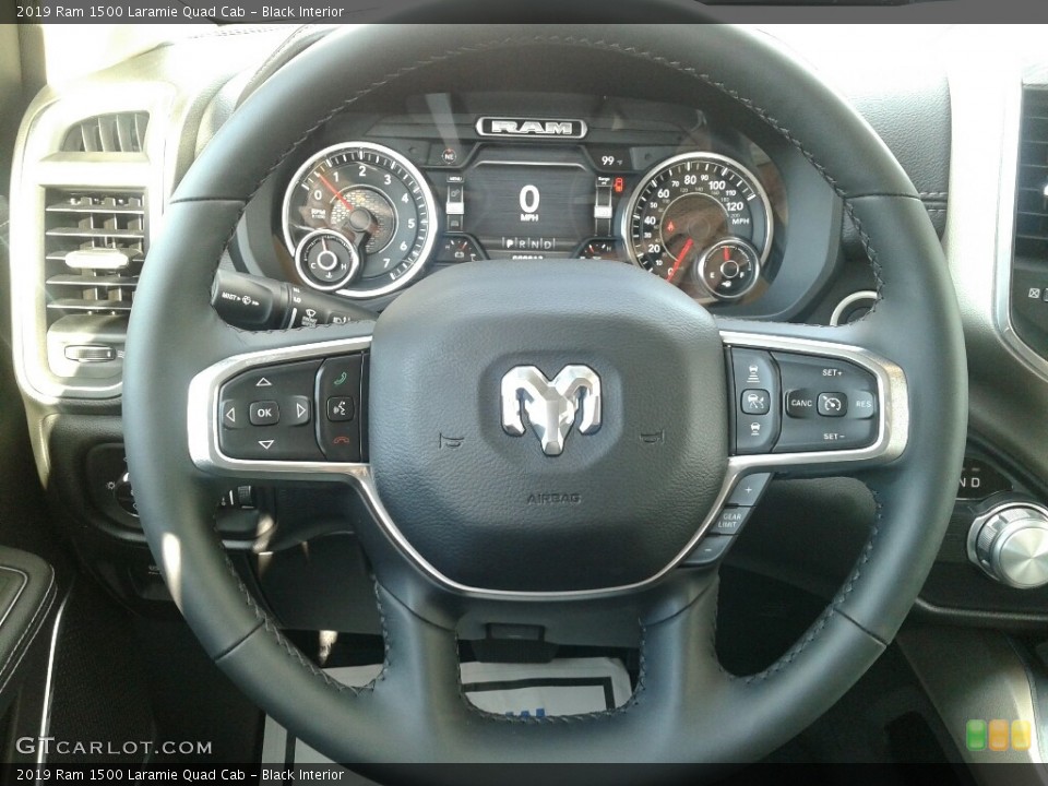 Black Interior Steering Wheel for the 2019 Ram 1500 Laramie Quad Cab #130400135