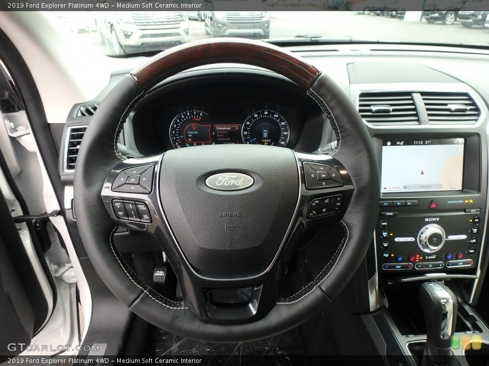 Medium Soft Ceramic Interior Steering Wheel for the 2019 Ford Explorer Platinum 4WD #130437982