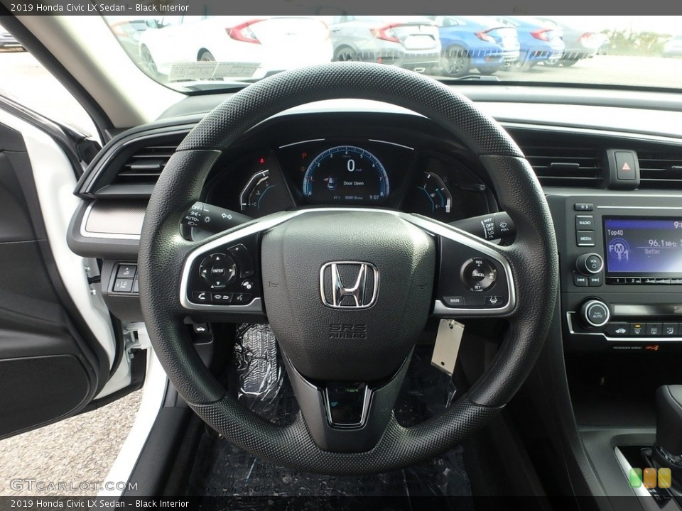 Black Interior Steering Wheel for the 2019 Honda Civic LX Sedan #130443142
