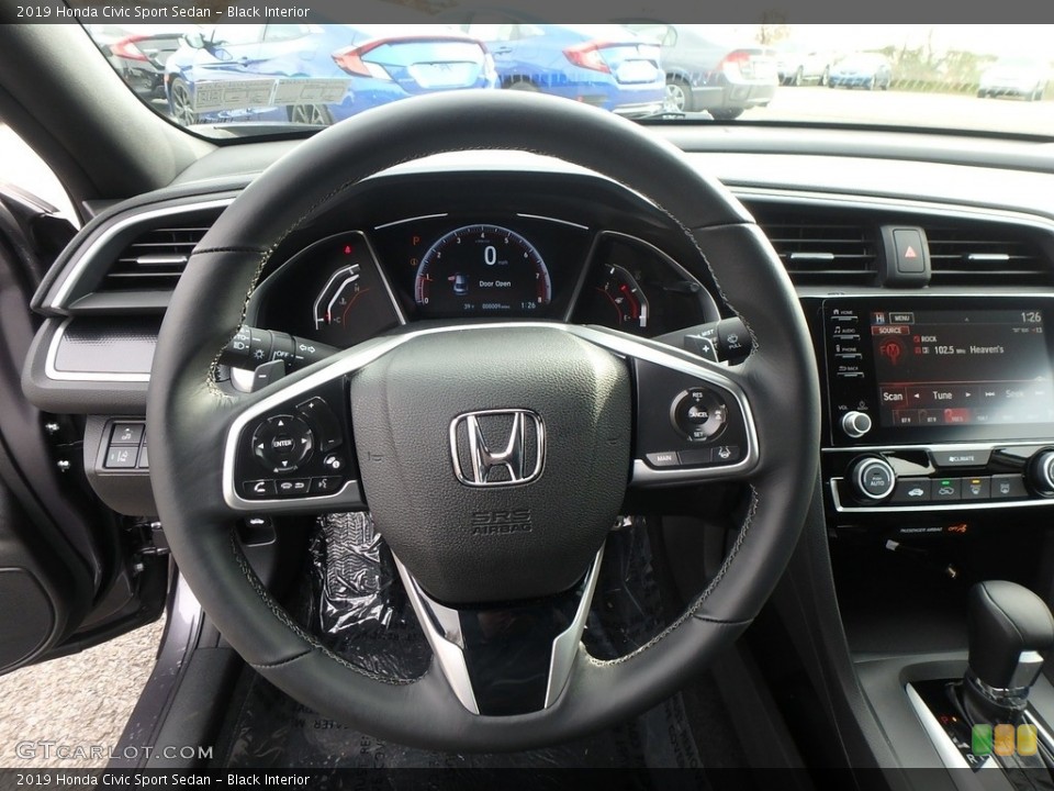 Black Interior Steering Wheel for the 2019 Honda Civic Sport Sedan #130443487