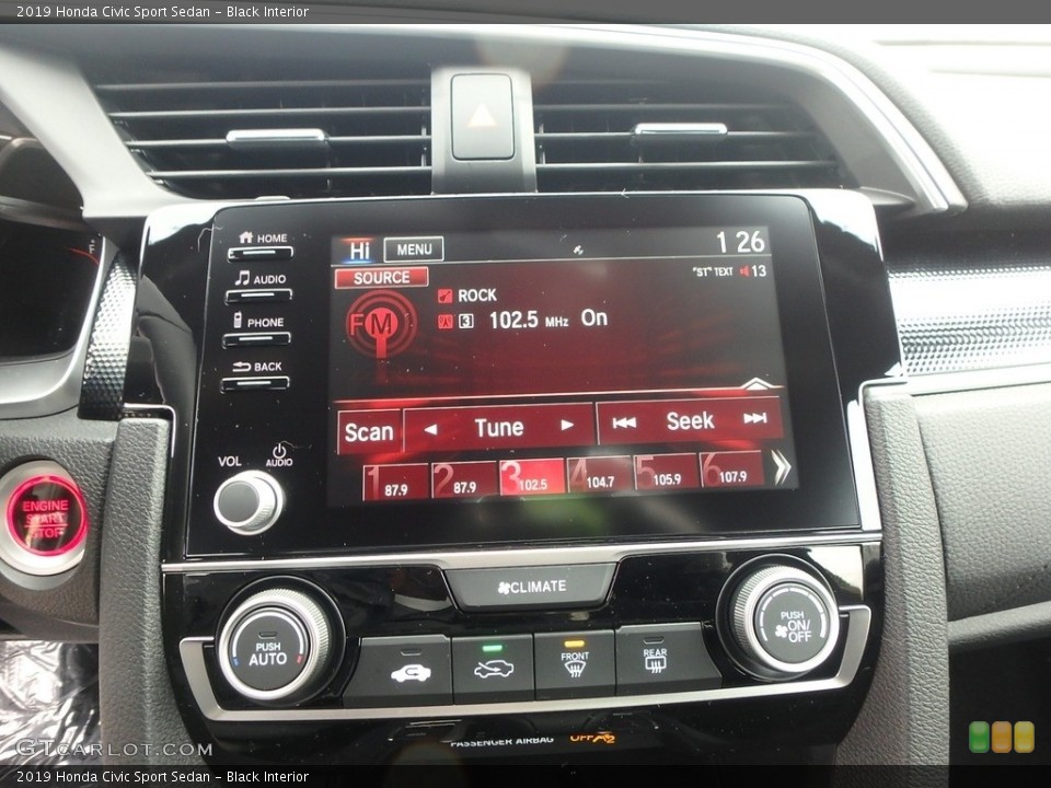 Black Interior Controls for the 2019 Honda Civic Sport Sedan #130443526