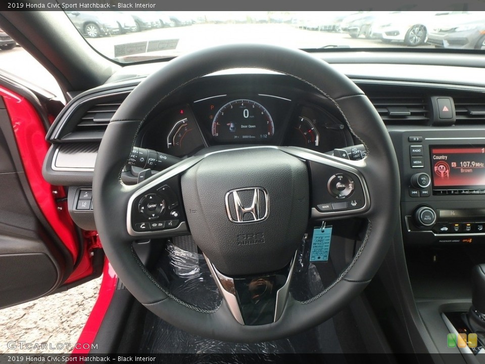 Black Interior Steering Wheel for the 2019 Honda Civic Sport Hatchback #130444147