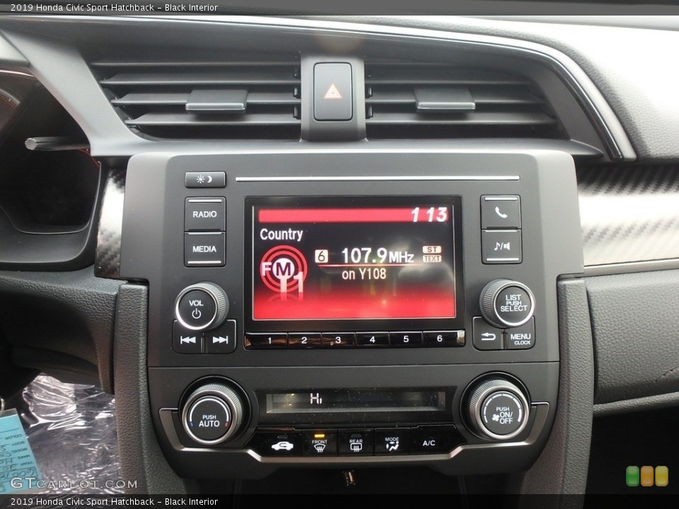 Black Interior Controls for the 2019 Honda Civic Sport Hatchback #130444189