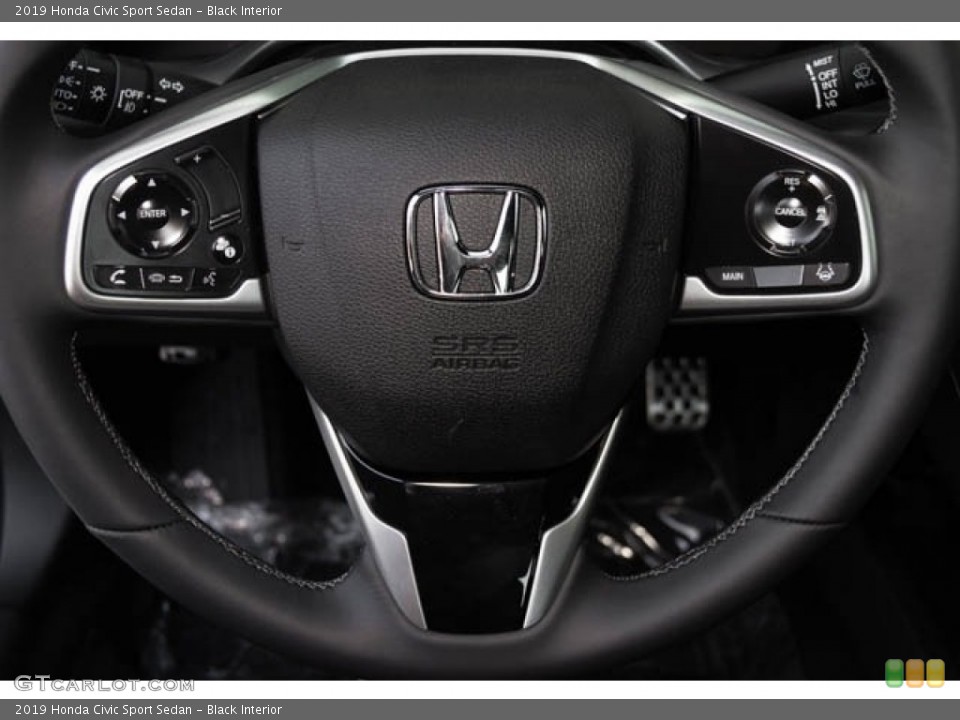 Black Interior Steering Wheel for the 2019 Honda Civic Sport Sedan #130461383