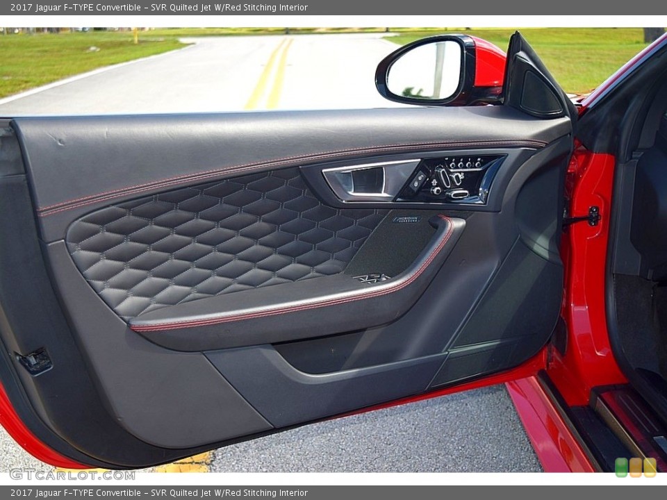 SVR Quilted Jet W/Red Stitching Interior Door Panel for the 2017 Jaguar F-TYPE Convertible #130484498