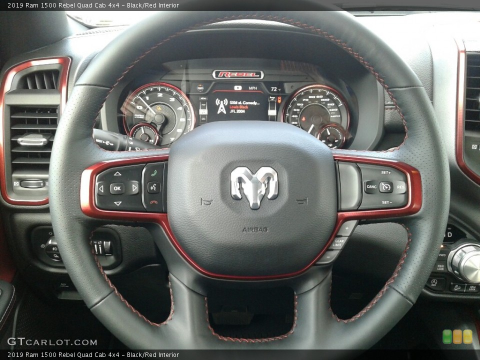 Black/Red Interior Steering Wheel for the 2019 Ram 1500 Rebel Quad Cab 4x4 #130499190