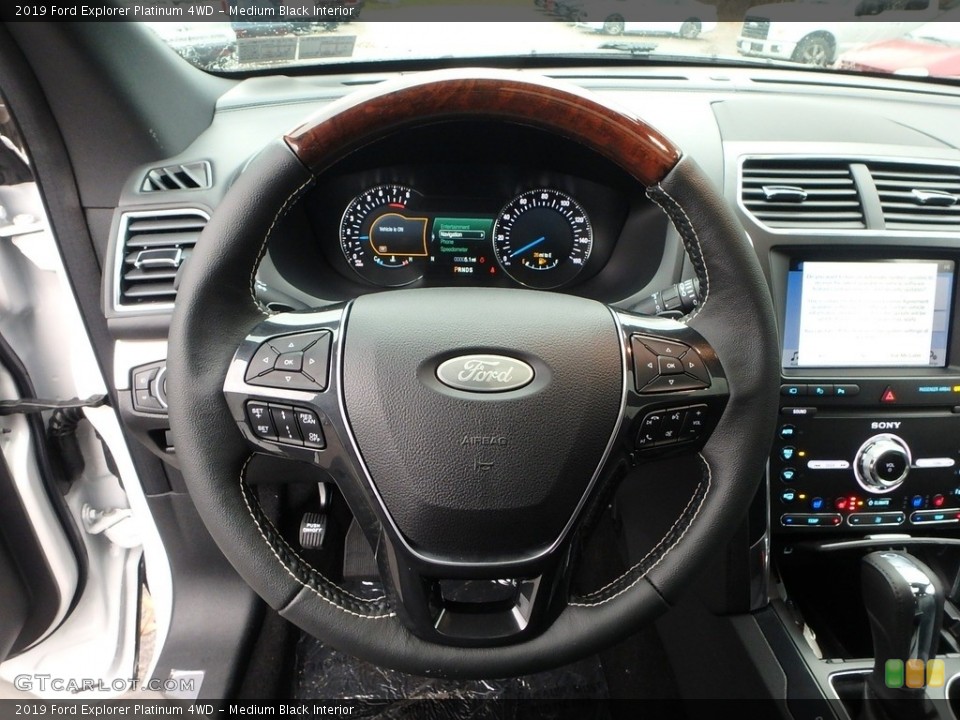 Medium Black Interior Steering Wheel for the 2019 Ford Explorer Platinum 4WD #130524445