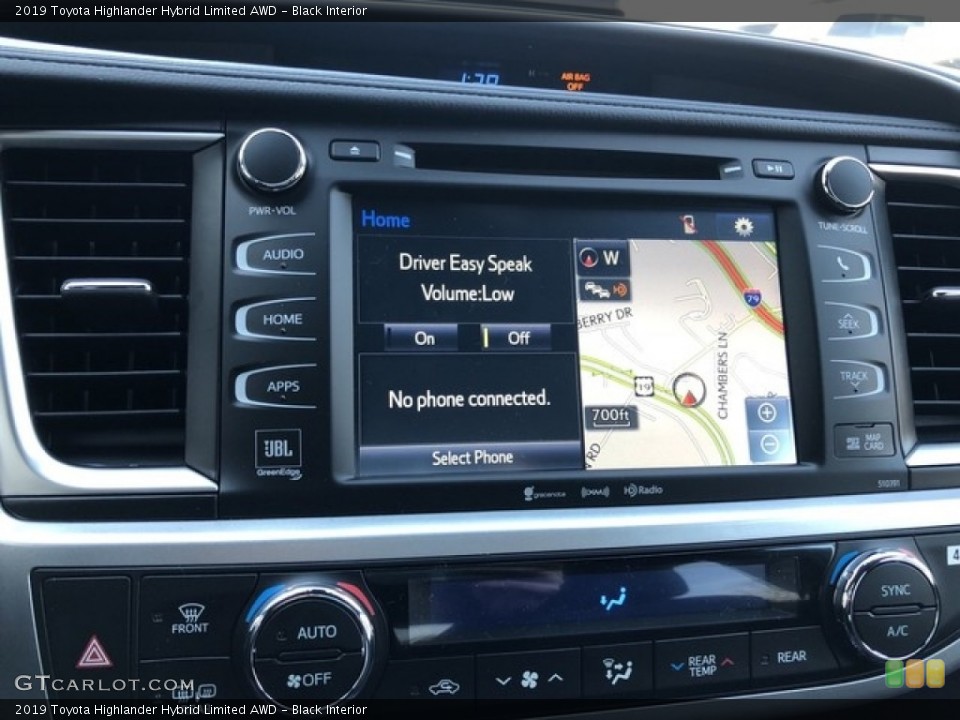 Black Interior Navigation for the 2019 Toyota Highlander Hybrid Limited AWD #130583244