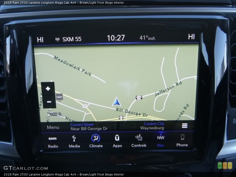 Brown/Light Frost Beige Interior Navigation for the 2018 Ram 2500 Laramie Longhorn Mega Cab 4x4 #130583496