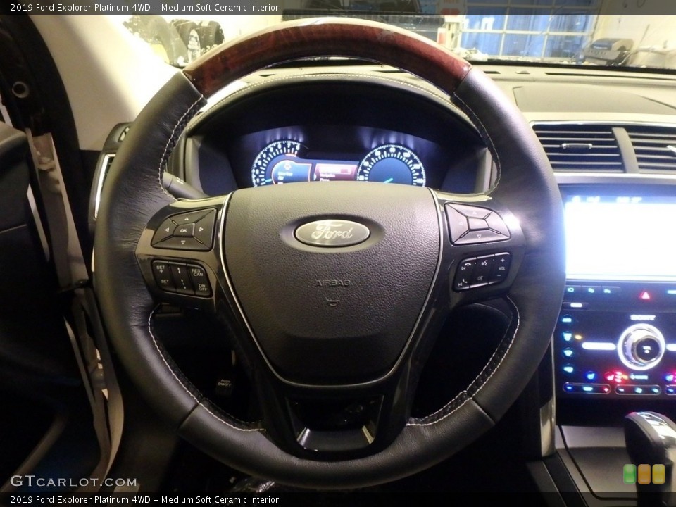 Medium Soft Ceramic Interior Steering Wheel for the 2019 Ford Explorer Platinum 4WD #130624713