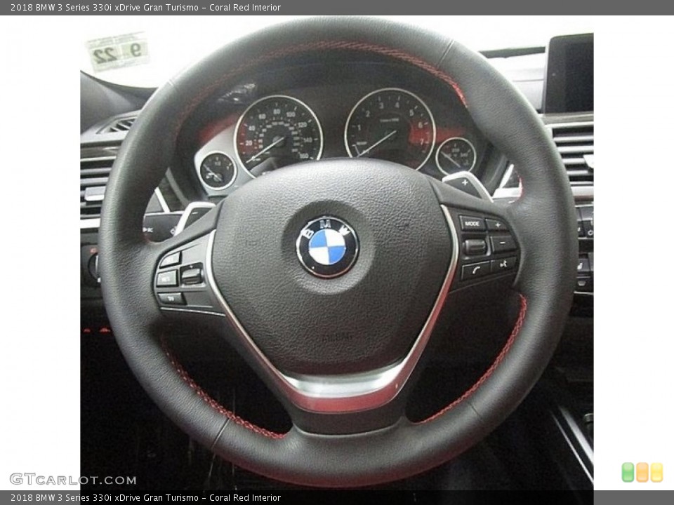 Coral Red Interior Steering Wheel for the 2018 BMW 3 Series 330i xDrive Gran Turismo #130635624