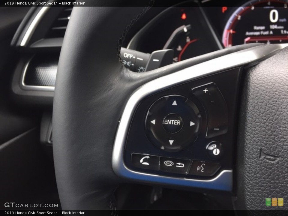 Black Interior Steering Wheel for the 2019 Honda Civic Sport Sedan #130687106