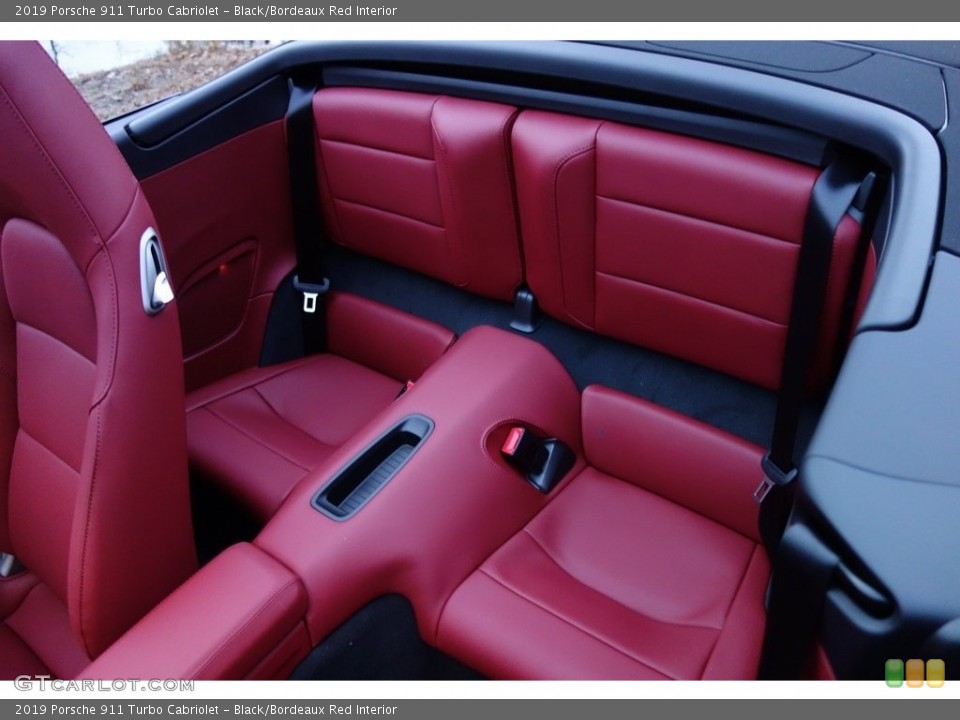 Black/Bordeaux Red Interior Rear Seat for the 2019 Porsche 911 Turbo Cabriolet #130714542