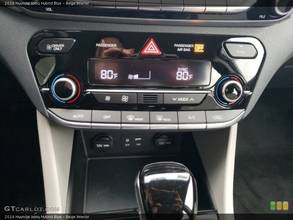 Beige Interior Controls for the 2019 Hyundai Ioniq Hybrid Blue #130716113