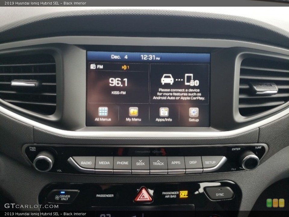 Black Interior Controls for the 2019 Hyundai Ioniq Hybrid SEL #130716521