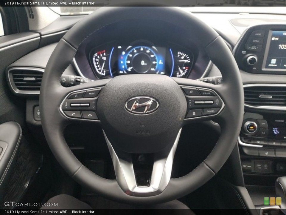 Black Interior Steering Wheel for the 2019 Hyundai Santa Fe Limited AWD #130741064