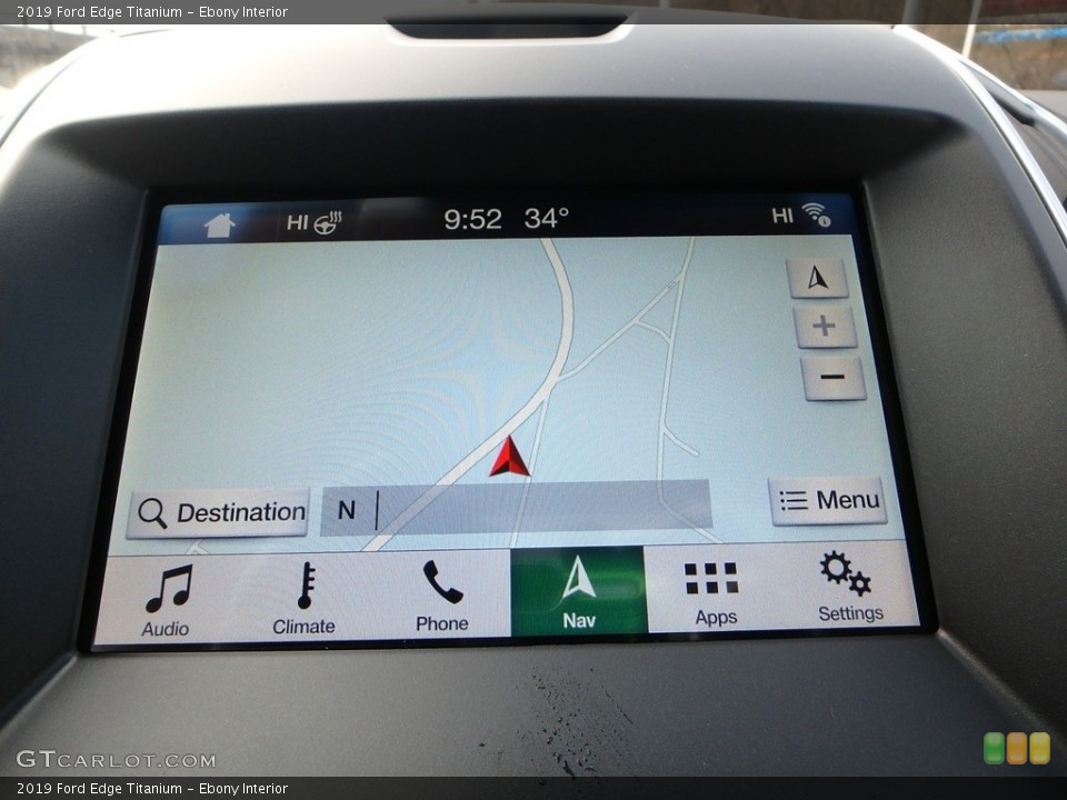 Ebony Interior Navigation for the 2019 Ford Edge Titanium #130748364