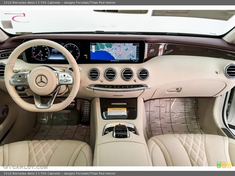 designo Porcelain/Titian Red Interior Dashboard for the 2019 Mercedes-Benz S S 560 Cabriolet #130748790