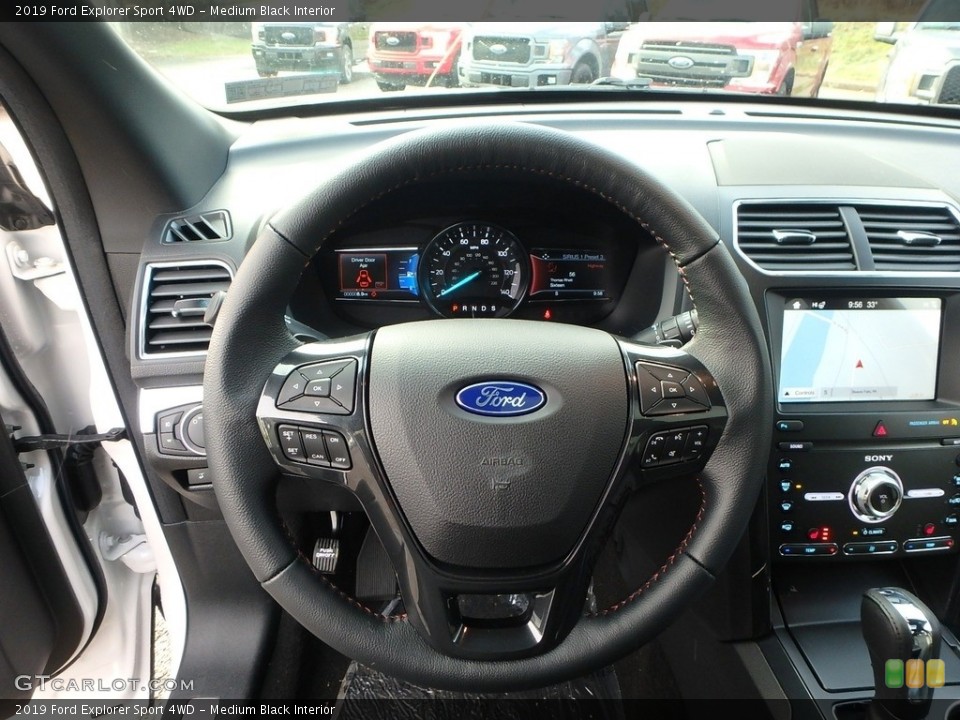 Medium Black Interior Steering Wheel for the 2019 Ford Explorer Sport 4WD #130748890
