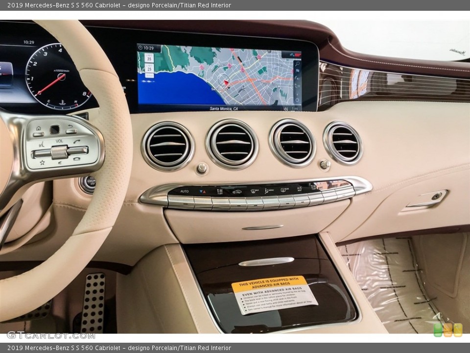 designo Porcelain/Titian Red Interior Navigation for the 2019 Mercedes-Benz S S 560 Cabriolet #130749180