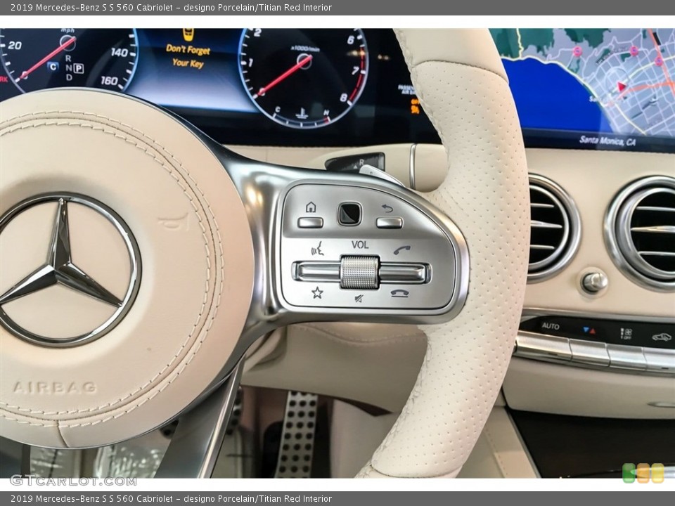 designo Porcelain/Titian Red Interior Steering Wheel for the 2019 Mercedes-Benz S S 560 Cabriolet #130749234